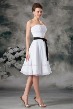 A-Line Sleeveless Chiffon Short White Bridesmaid Dresses 02010469