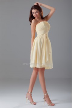 Chiffon Ruched Knee-Length Short Bridesmaid Dresses 02010473