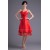 A-Line Handmade Flowers Short Red Bridesmaid Dresses 02010513