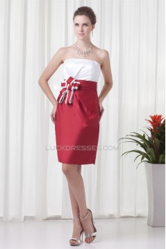 Strapless Sleeveless Bows Knee-Length Bridesmaid Dresses 02010539