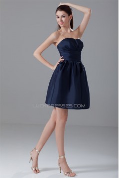 A-Line Satin Pleats Short/Mini Sleeveless Bridesmaid Dresses 02010552