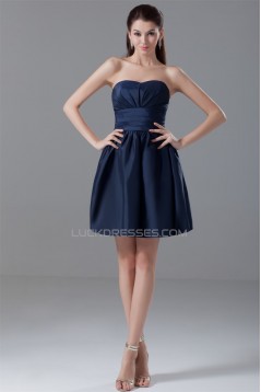A-Line Satin Pleats Short/Mini Sleeveless Bridesmaid Dresses 02010552