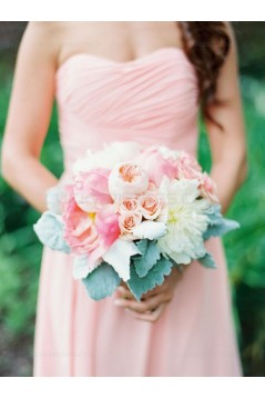 Short Pink Chiffon Country Bridesmaid Dresses 3010017