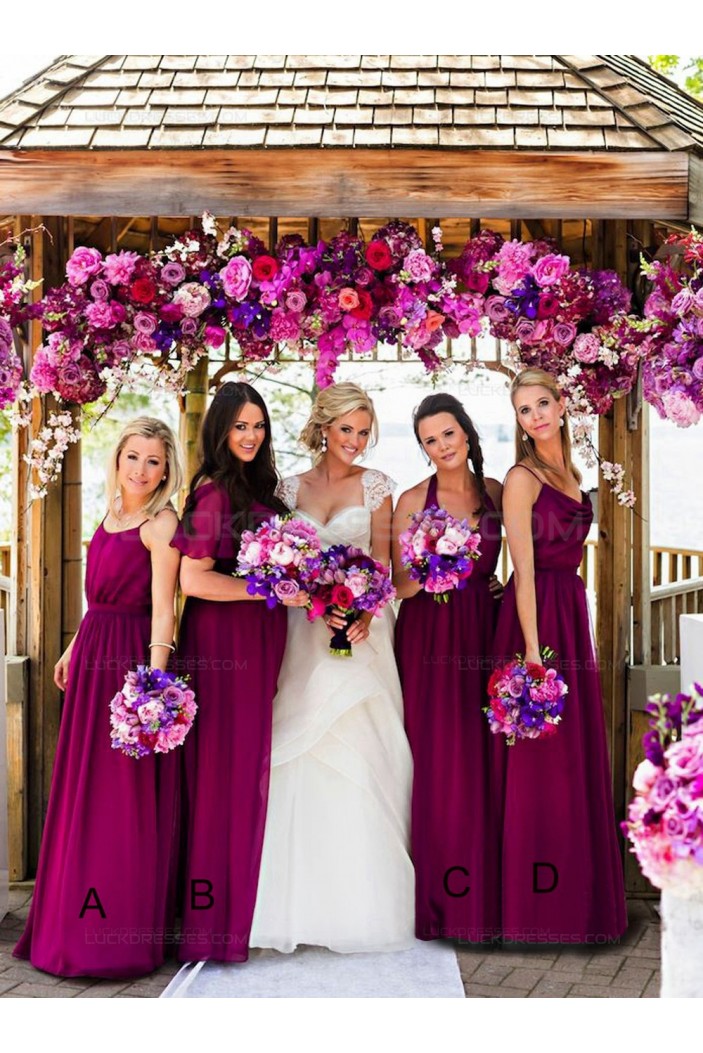 Long Purple Chiffon Floor-Length Wedding Guest Dresses Bridesmaid Dresses 3010041