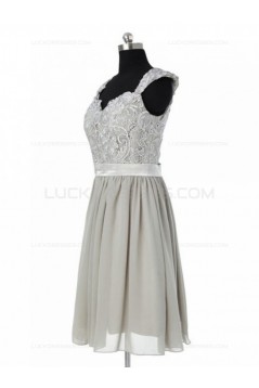 A-Line Short Chiffon Lace Wedding Party Dresses Bridesmaid Dresses 3010055