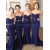 Trumpet/Mermaid Sweetheart Long Blue Wedding Party Dresses Bridesmaid Dresses 3010077