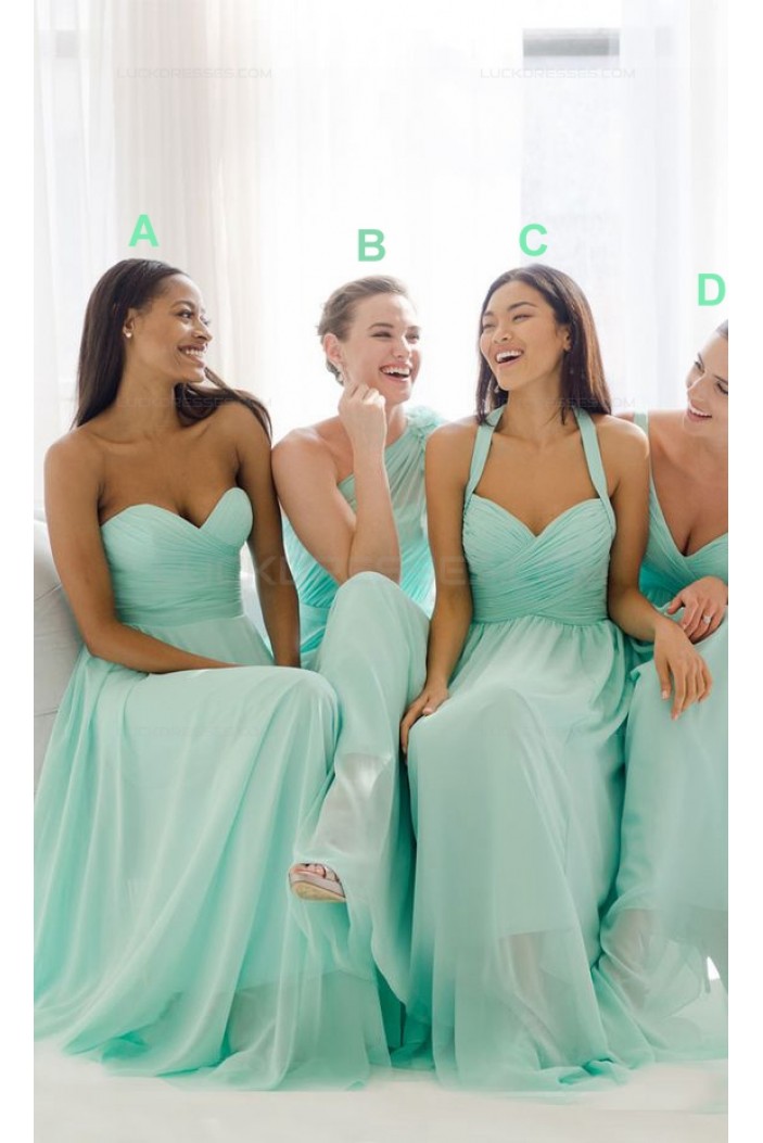 Mint Green Chiffon Long Wedding Guest Dresses Bridesmaid Dresses 3010099