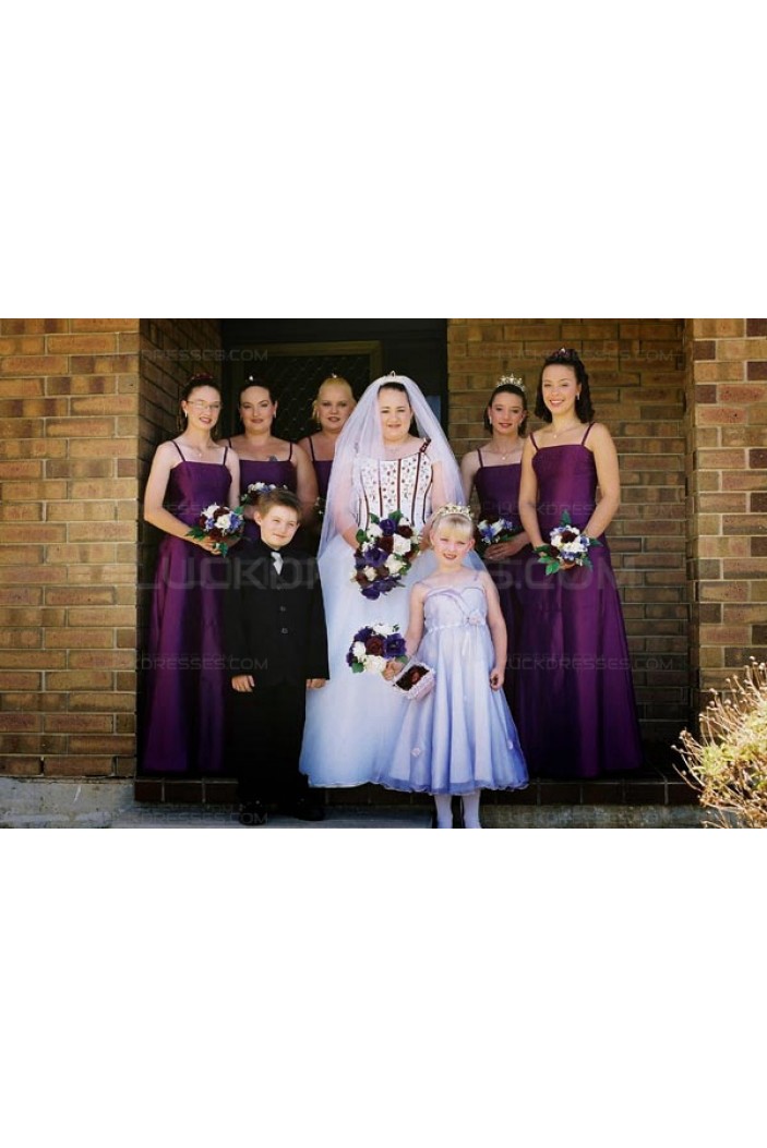 A-Line Spaghetti Straps Long Purple Wedding Guest Dresses Bridesmaid Dresses 3010147