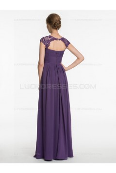 Long Purple Lace Chiffon Wedding Guest Dresses Bridesmaid Dresses 3010197