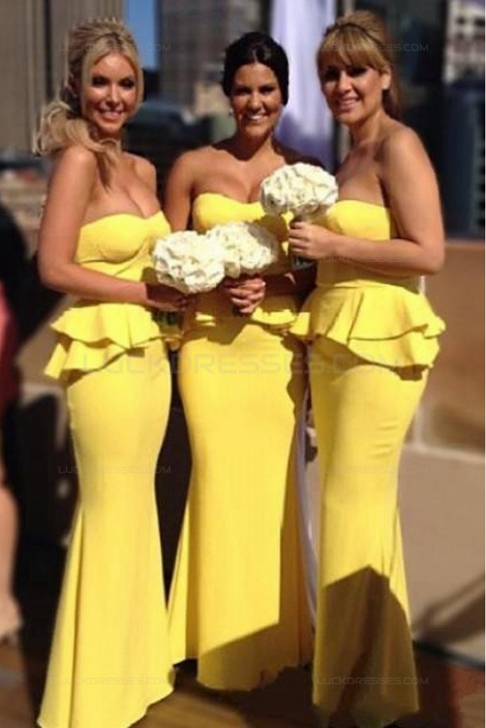 Mermaid Long Yellow Wedding Guest Dresses Bridesmaid Dresses 3010201