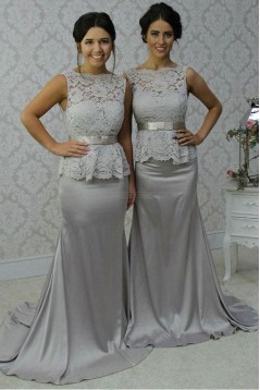 Long Silver Mermaid Lace Wedding Guest Dresses Bridesmaid Dresses 3010251