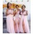 Long Pink Lace Appliques Chiffon Wedding Guest Dresses Bridesmaid Dresses 3010267