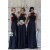 A-Line Lace Navy Blue Long Bridesmaid Dresses 3010325
