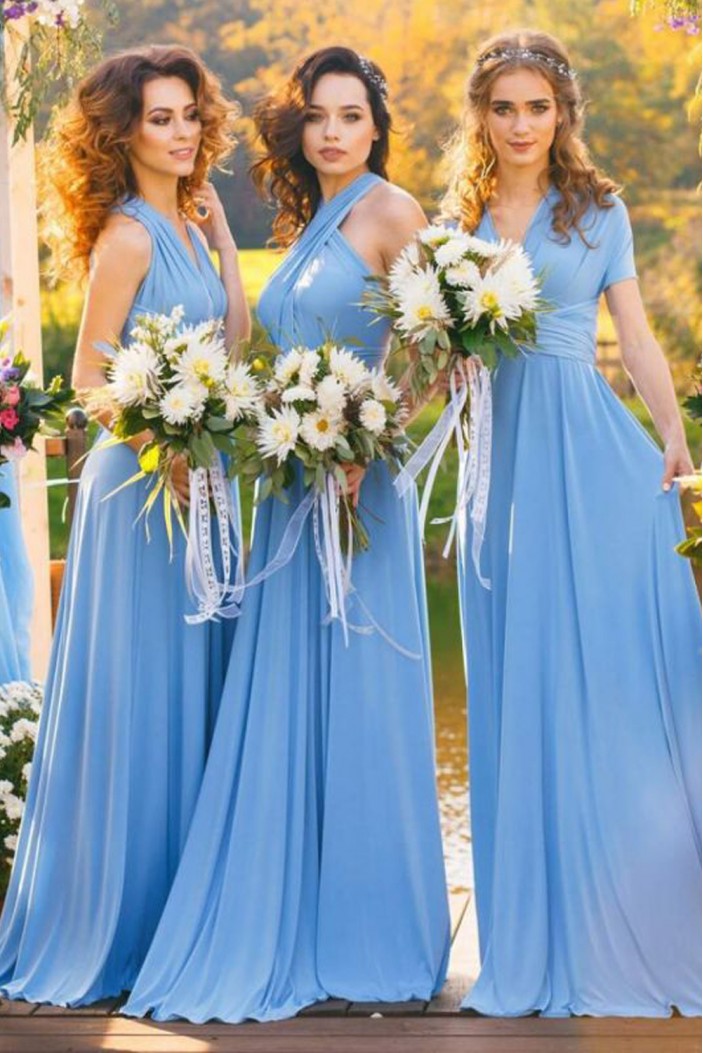 A-Line Chiffon Long Bridesmaid Dresses 3010377