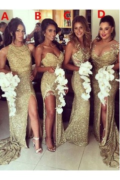 Sheath Sequins Floor Length Bridesmaid Dresses 3010470
