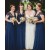 A-Line Lace and Chiffon Long Navy Blue Floor Length Bridesmaid Dresses 3010475