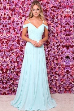 A-Line V-Neck Chiffon Floor Length Bridesmaid Dresses 3010488