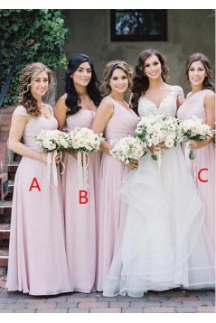 A-Line Long Chiffon Floor Length Bridesmaid Dresses 3010495