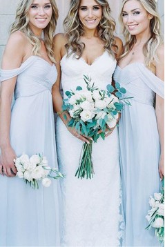 A-Line Chiffon Off-the-Shoulder Floor Length Bridesmaid Dresses 3010506