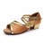 Women's Kids' Brown Satin Sandals Flats Latin Dance Shoes Chunky Heels Dance Shoes D601002