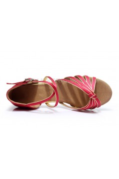 Women's Kids' Dance Shoes Latin/Ballroom Satin Chunky Heel Fuchsia Dance Shoes D601017