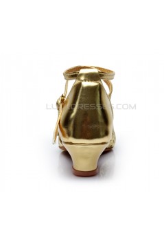 Women's Kids' Gold Sparkling Glitter Flats Latin Modern Dance Shoes Chunky Heels Wedding Party Shoes D601030