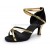 Women's Black Gold Satin Heels Sandals Latin Salsa With Ankle Strap Dance Shoes D602020