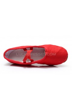 Women's Red Canvas Dance Shoes Ballet/Latin/Yoga/Dance Sneakers Canvas Flat Heel D604004