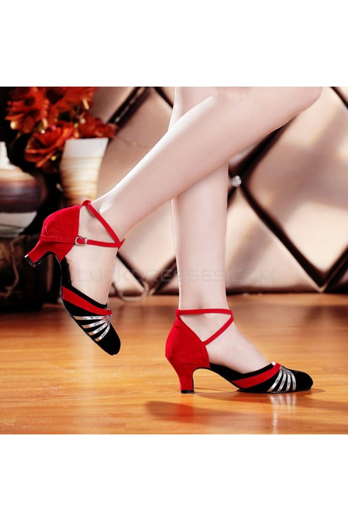 Women's Heels Pumps Modern With Buckle Latin/Ballroom/Salsa Dance Shoes Red Black Silver D801018