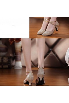 Women's Customizable Heels Pumps With Buckle Latin Party Dance Shoes Gold Wedding Party Shoes D801043