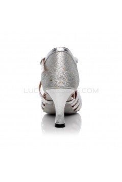 Women's Heels Silver Leatherette Sparkling Glitter Modern Ballroom Latin Salsa Dance Shoes Wedding Shoes D901021