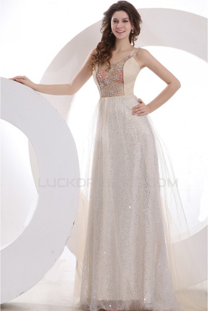 A-Line Beaded Long Prom Evening Formal Party Dresses ED010037