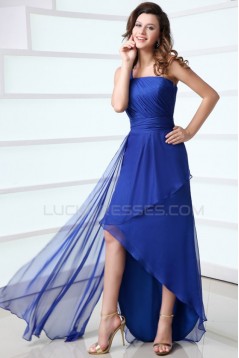 A-Line One-Shoulder Blue Chiffon Prom Evening Formal Party Dresses ED010048