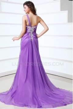 A-Line One-Shoulder Long Chiffon Prom Evening Formal Party Dresses ED010049