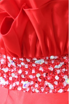 A-Line Spaghetti Strap Beaded Long Red Prom Evening Formal Party Dresses ED010051