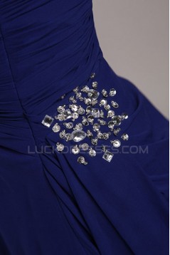 Sheath/Column Strapless Long Blue Chiffon Prom Evening Formal Party Dresses ED010070