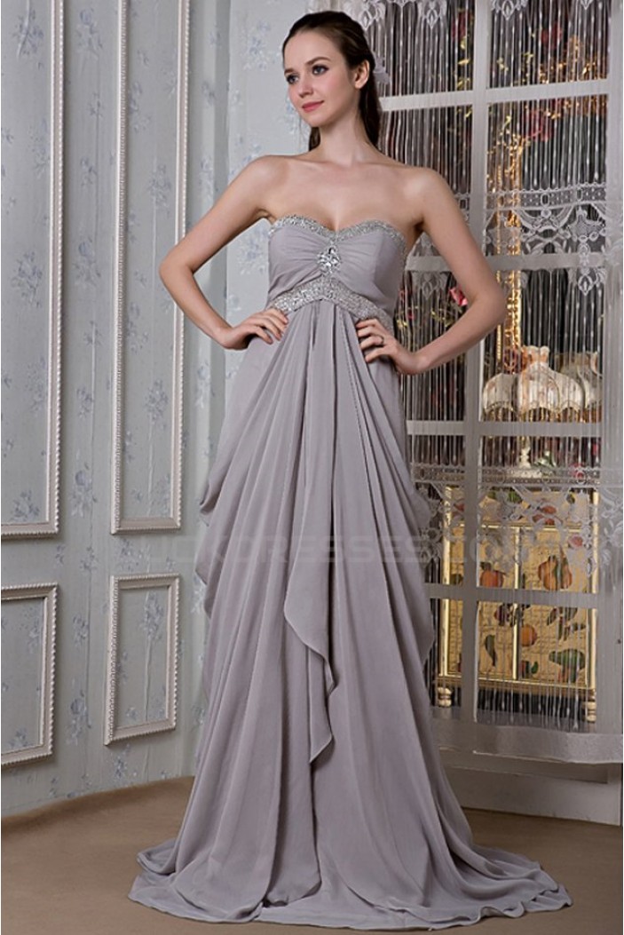 Long Silver Chiffon Prom Evening Formal Party Dresses/Maternity Evening Dresses ED010071