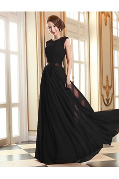 A-Line Beaded Applique Long Chiffon Prom Evening Formal Dresses ED010076