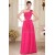 A-Line One-Shoulder Long Pink Chiffon Prom Evening Formal Party Dresses/Bridesmaid Dresses ED010079