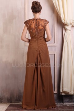 A-Line Beaded Applique Long Chiffon Prom Evening Formal Party Dresses/Mother Of The Bride Dresses ED010082