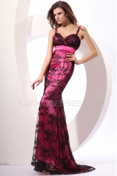 Trumpet/Mermaid Long Black Lace Prom Evening Formal Party Dresses ED010085
