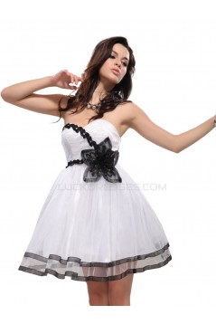 A-Line Sweetheart Short Black White Prom Evening Formal Party Dresses ED010097