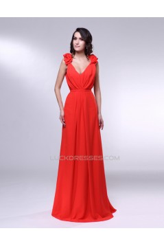 A-Line V-Neck Long Chiffon Prom Evening Formal Dresses ED011001
