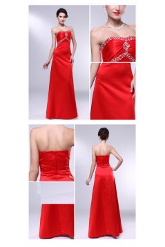 A-Line Beaded Long Red Prom Evening Formal Dresses ED011008