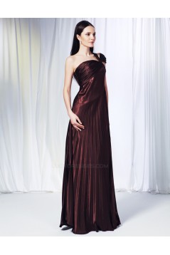 A-Line One-Shoulder Pleated Long Prom Evening Formal Dresses ED011011