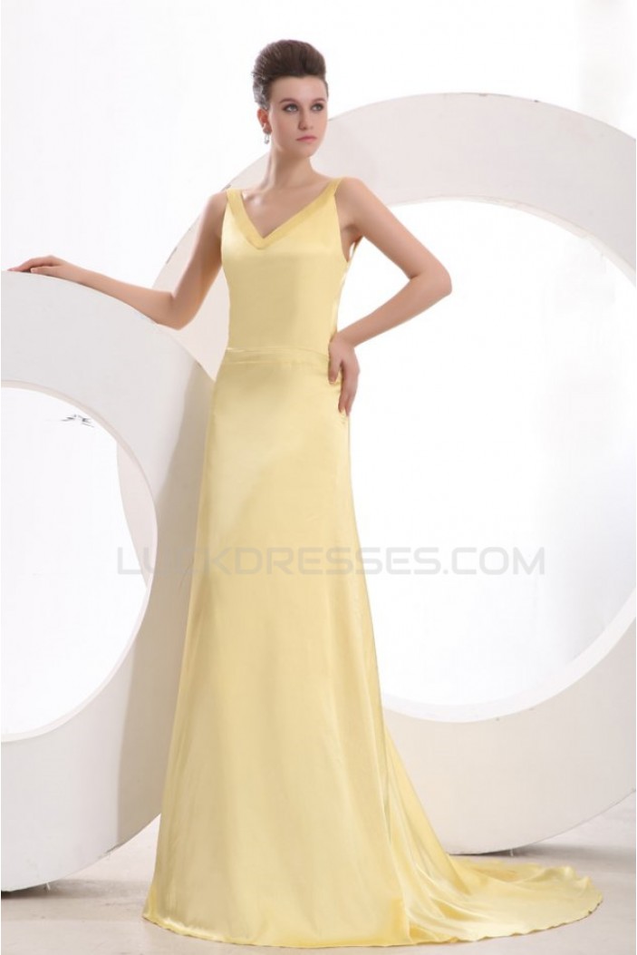 A-Line Long Yellow Prom Evening Formal Party Dresses ED010104