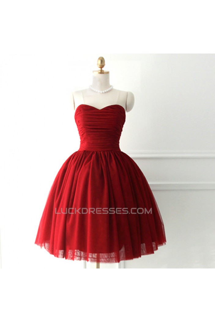 Short/Mini Sweetheart Red Tulle and Satin Prom Evening Formal Cocktail Dresses ED011063