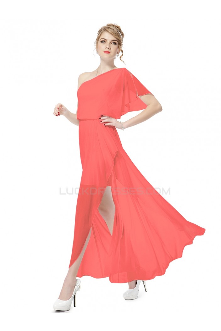 One-Shoulder Long Chiffon Prom Evening Formal Party Dresses ED010107