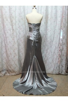 A-Line Strapless Beaded Long Prom Evening Formal Dresses ED011078