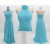 A-Line Halter Long Blue Chiffon Prom Evening Formal Bridesmaid Dresses ED011081